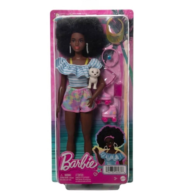 Barbie Boneca com patins, roupas da moda com acessórios para contar hi